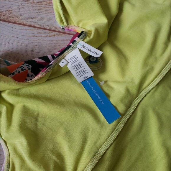 Bleu Rod Beattie Wild At Heart Cap Sleeve Plunge Neck Colorful Tropical … - Picture 10 of 12